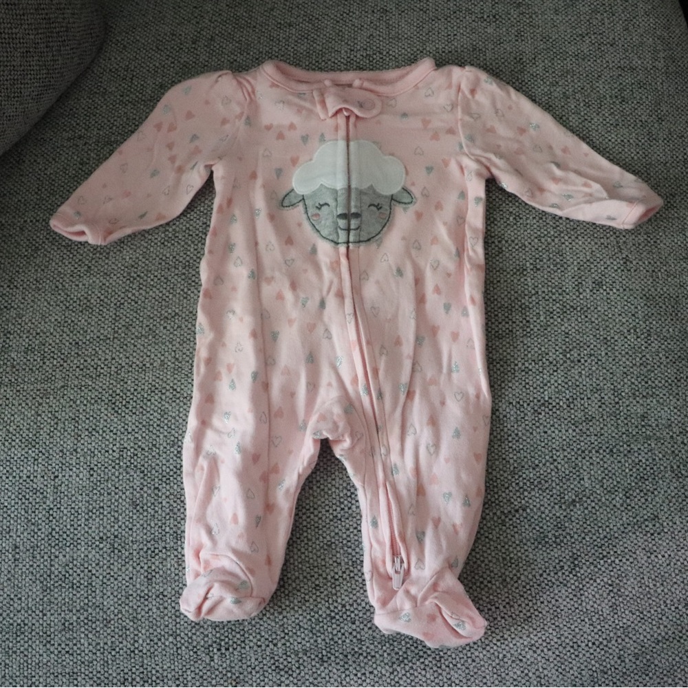 Newborn Baby Girl Pink Sheep Footsie